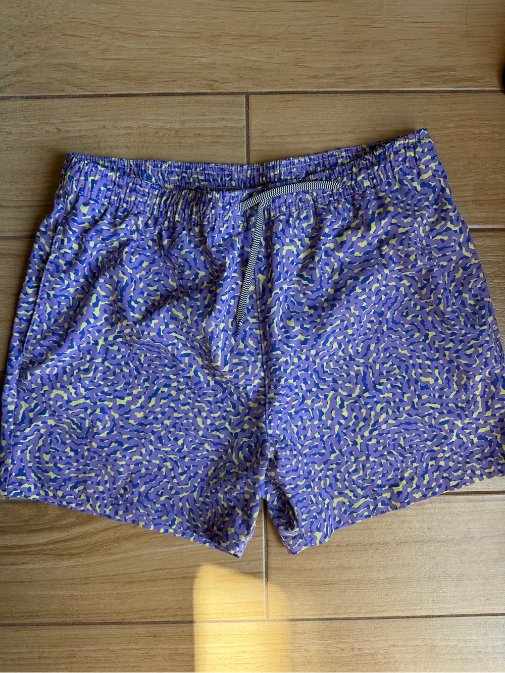 Men's Purple Patterned Swim Trunks with Drawstring
